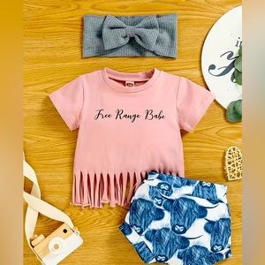 Highland cow infant 3pc set